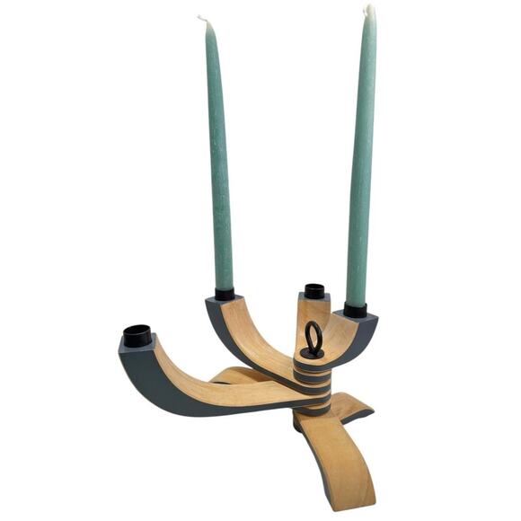 Mid Century Modern Gray & Tan Design Home Stockholm Candleholder Jonas Grundell - Picture 2 of 12